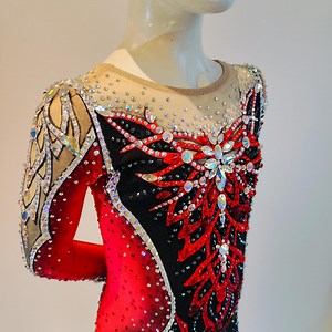 Bright Red & Black Competition Gymnastics Unitard, Acro Costume, Roller Skating , Show Dance, Aerial Silks Unitard - Etsy