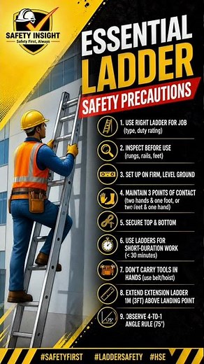 Don’t risk your life for a quick job ⚠️ Follow these ladder safety rules! #SafetyFirst #LadderSafety