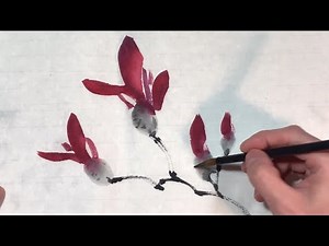Draw a magnolia in 1 minute Shorts Video ink painting! how to draw sumi-e Tsurara-an
