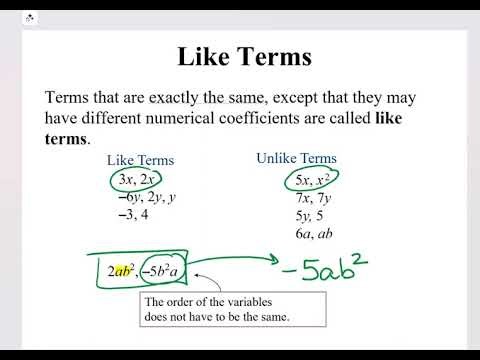 Combining Like Terms Part I