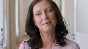 portrait happy old woman smiling enjoying retirement lifestyle relaxing at home