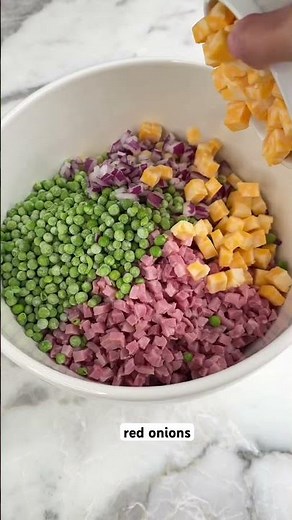 Ham Pasta Salad #pastasalad #pastasaladrecipe #cookout #potluckrecipes