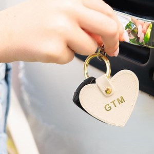 Personalized Gift for Her Monogram Keychain Heart Leather Heart Embossed Keyring With Initial Monogrammed Key Chain for New Home Gift Car - Etsy