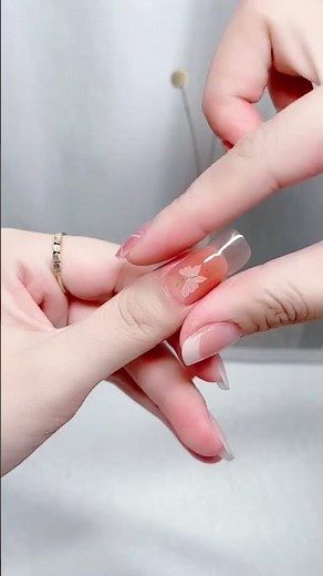 Easy DIY Pink Blush & Butterfly Gel Nails in 5 Min 💅✨ #NailArt #BlushNails #NailWraps #Shorts