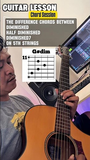 Guitar Lesson ‼️ The Difference Chords Between G#dim, G#halfdim & Gdim7 #shorts