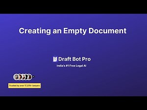 How to do Legal Drafting with AI - Creating an Empty Document in Draft Bot Pro