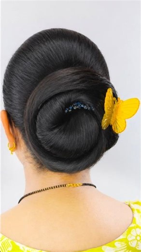 Butterfly Bun Hairstyle 🦋 | Viral Juda Look #shorts