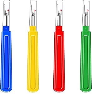 BEADNOVA Seam Ripper 4pcs Stitch Remover Big Stitch Ripper Thread Ripping Tool Tag Remover for Clothes Crafting Sewing (4 Colors)
