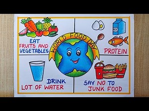 World Food day drawing| World Food day poster drawing|Balanced Diet chart |Eat Healthy drawing