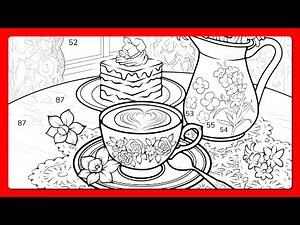Color by Number Zen color app Coffee time with Winter Window View #relaxmindgames #coloringbook