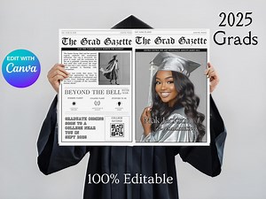 Graduation Newspaper Template With Photo 2026 Grad Newspaper Template DIY Graduation Program Newspaper Times Editable Newspaper Announcement - Etsy