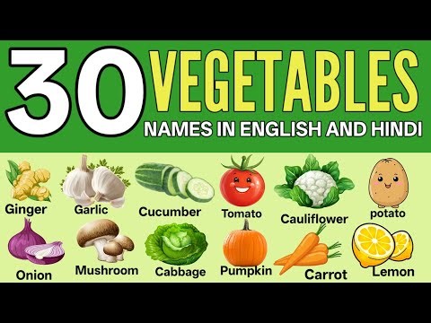 30 Vegetables Name in English and Hindi|Learn Vegetable Names with Pictures for kids|सब्जियों के नाम