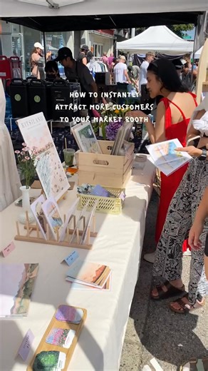 here are 4 hot tips to make your next market a success, take it from a market veteran! 🌟💵✨ 1. FIND WAYS TO DRAW PEOPLE IN The first barrier to overcome is getting people to stop by your market booth. The first things they see are crucial, consider something interactive and visually appealing! 2. CREATE MULTIPLE TOUCH POINTS The last thing people want is to wait in a crowd to see your work… the solution? Create multiple ways/destinations for your customers to browse. 3. MYSTERY BAGS An opportun