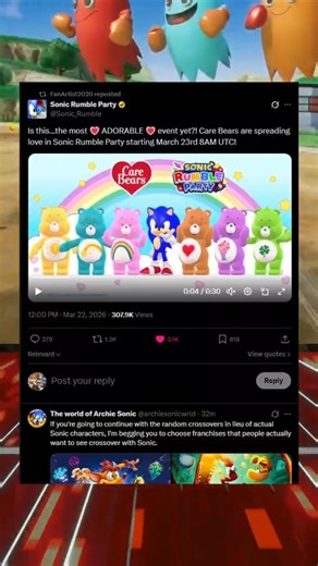 Gaming news: Care Bears come to Sonic Rumble #sonicthehedgehog #videogames