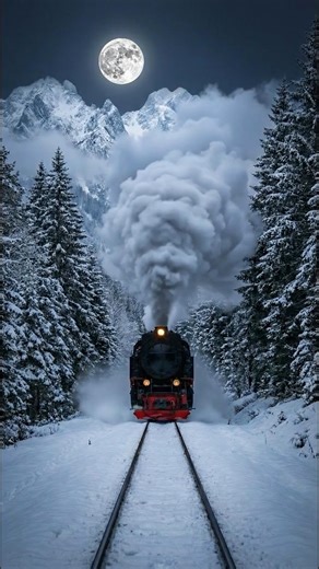 All Aboard the Winter Express! ❄️ Experience the ultimate winter journey as this vintage locomotive thunders through a snowy forest tunnel. 🚂 With its glowing orange headlight and bright red pilot, the train cuts through the deep snow under the shadow of majestic mountain peaks. It feels like a magical scene from a classic holiday film. 🏔️✨ #WinterWonderland #SteamTrain #NaturePhotography #AdventureAwaits #Cinematic | Sky&Earth