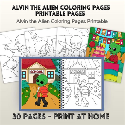 Alien Coloring Pages Printable for Kids and Adults , Cozy Sci Fi Coloring Book , Alvin the Alien , Cute Space Coloring Pages , Alien's Life - Etsy Australia