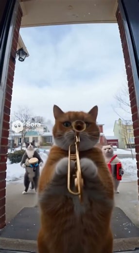 annoying cats spam camera bell door #cat #funny #ai