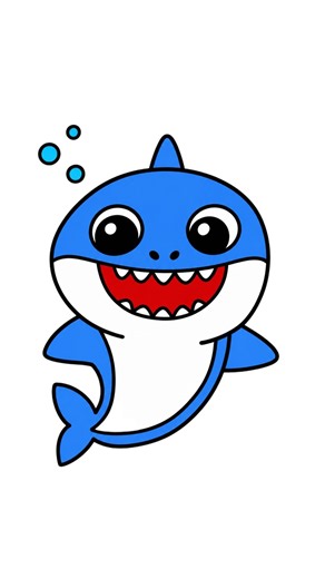 How to Draw a Cute Baby Shark 🦈💙 | Easy Step-by-Step Drawing for Kids 🎨✨ #art #drawing