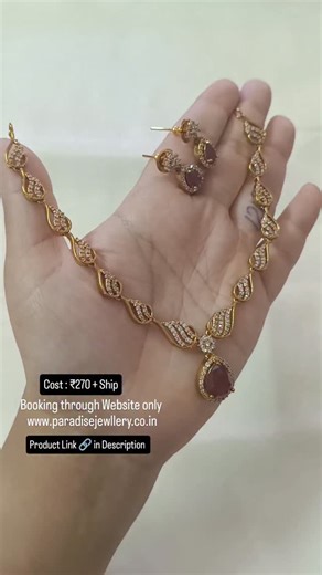 Paradise Jewllery on Instagram: "AD Necklace Set V68 : ₹270 + Ship Product Link 🔗 : https://paradisejewllery.co.in/products/ad-necklace-set-v68?utm_campaign=share_orders&utm_content=android&utm_medium=product-links"
