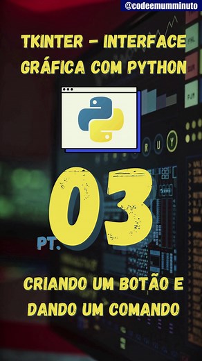 criando interface gráfica com python usando o tkinter, como criar um botão e adicionar uma função a ele? #python #programacao #backend #tkinter #frontend #fullstack #java