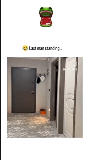 funflix on Instagram: "The post shares a 29-second 2020 video clip of a building hallway prank, where residents slip and fall comically on a freshly oiled or soapy floor, overlaid with laughing emojis and captioned " Last man standing" to highlight the final person's evasion. The sequence captures escalating slapstick humor as each person tumbles in increasingly absurd ways—crawling, sliding barefoot, or grabbing doors—turning a mundane space into a chaotic obstacle course. Reposted in 2025 by a