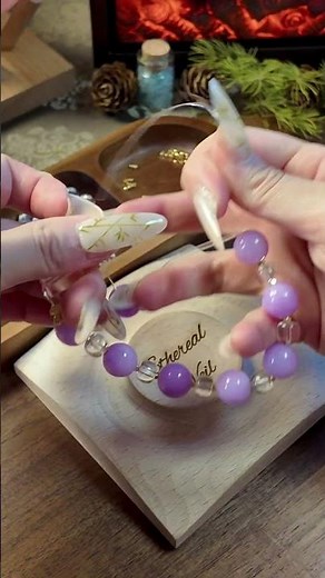 Lepidolite Bead Bracelet ASMR 💜 Calming Crystal Vibes