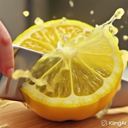 "A satisfying animated lemon cutting that looks so fresh and real!"
