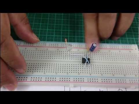 Basic Electronic projects: How to use 555 timer IC with LED in Breadboard