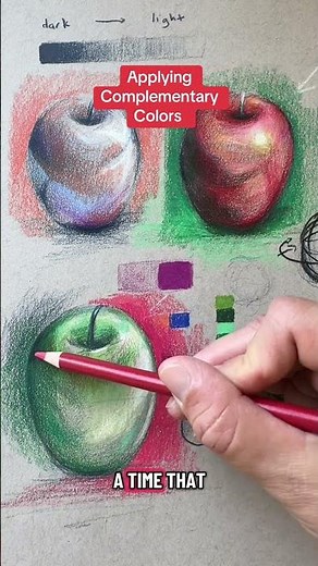 How to add complementary colors #colortheory #howtodraw #coloredpencilart