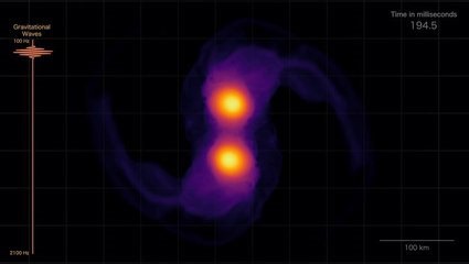 Superheavy neutron star merger's audio jumps thousands of hertz in simulation