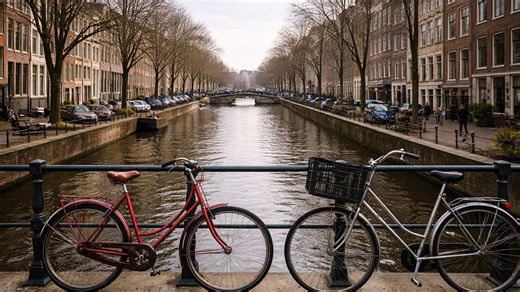 What makes this Amsterdam canal view so peaceful?