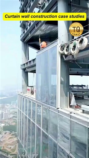 Case study of unitized curtain wall installation.#curtainwall #building #aluminiumwindows