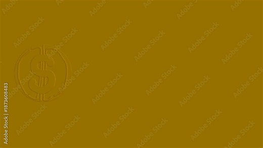 A money symbol or a gold coin embedded in the surface moves against a golden background.
