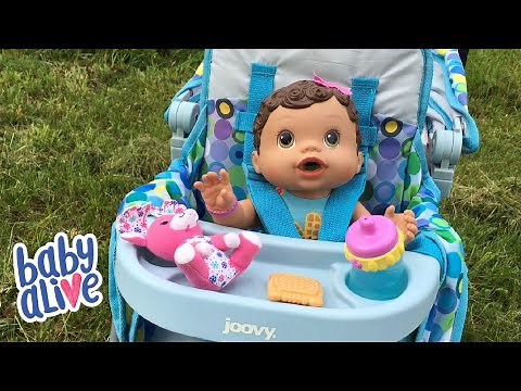 Playing Outside with Baby Alive Changing Time Baby Doll in her Joovy Stroller