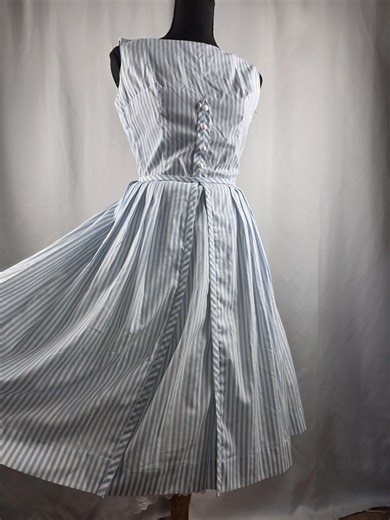 1950s 1960s Vintage Fit & Flare Striped Cotton Day Dress S - Etsy