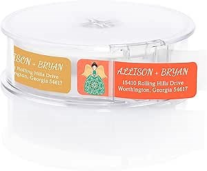 Assorted Angels Rolled Address Labels / 250 Personalized Return Address Labels/Designer Address Stickers in Elegant Plastic Dispenser