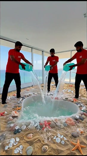 This Floor Looks Unreal 😱 Infinity Heart Beach Pool Inside! ❤️