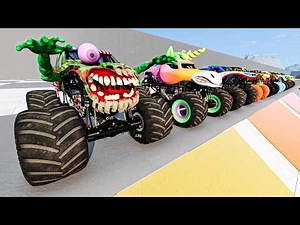MONSTER JAM MONSTER TRUCKS Crashes, Jumps, Fails, Backflips, Rollovers - BeamNGDrive Game