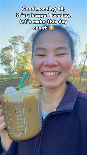 Good morning everyone, have a happy Tuesday day ahead 🥰👍☀️ enjoy the sunshine and calm weather ☀️✨👍 #fyp #icedcoffee #tuesday #sunshine #happy