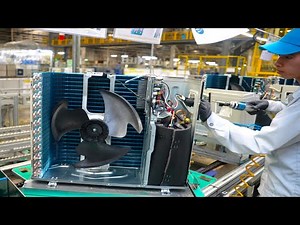 The process of mass producing Japanese air conditioners. Japanese craftsmanship and skills.