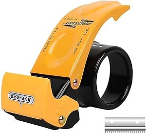 Packing Tape Dispenser 2Inch, Packaging Tape Seal Cutter, Metal Safety Tape Cutter, 3Inch Tape Core, Tape Gun 1pcs+ Spare Blade 1pcs