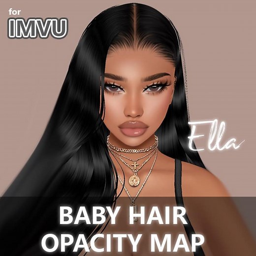 Ella Baby Hair Opacity Map for IMVU | BBH | Baby Hair Texture | Sleek Cap | Scalp for IMVU Hairstyles | Tutorials and Textures Included - Etsy