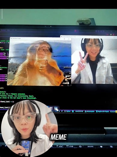 Ever wondered how to make a monkey meme program that goes viral? It's simpler than you think with Manus AI. Use this prompt:👇 Create a Python program called MemeCV that uses OpenCV and MediaPipe to detect face expressions and hand gestures from a webcam, then displays a matching meme image. Requirements: - Use mediapipe FaceMesh to detect: - Big smile (wide open mouth) → show a smiling monkey meme image - Looking up / thinking pose → show a thinking monkey meme image - Use mediapipe Hands to de