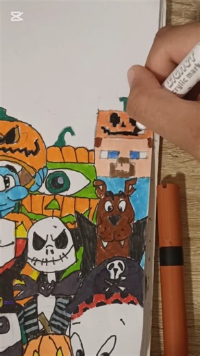 Drawing Halloween cartoon characters Part 19 #minecraft#halloween#drawing#shorts