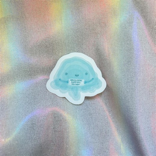 Emotional Support Sticker | Blue, Mental Health, Cute, Water Bottle Sticker, Stationery, Groovy, Love, VSCO, Blob, Happy, Good Vibes - Etsy