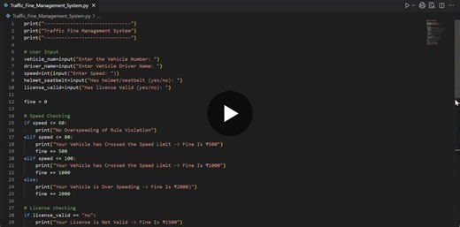 🚦 Traffic Fine Management System using Python 🚗💻 I’m excited to share my latest Python project — Traffic Fine Management System, a simple yet practical application that automates the process of… | Mohammad Wasif