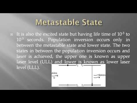 Population Inversion and metastable state in laser