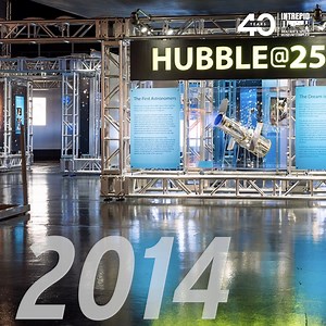 The Intrepid Museum’s temporary exhibition, HUBBLE@25, opened on Thursday, October 23, 2014, in the Space Shuttle Pavilion. The exhibition celebrated 25 years of scientific discovery and highlighted original artifacts, amazing deep-space images, artistic photographs, and immersive experiences all related to the Hubble Space Telescope. | Intrepid Museum