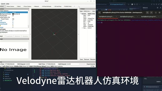 （开源）Ros2 Velodyne 3D雷达机器人带相机的仿真环境，支持cmd_vel控制以及里程计发布