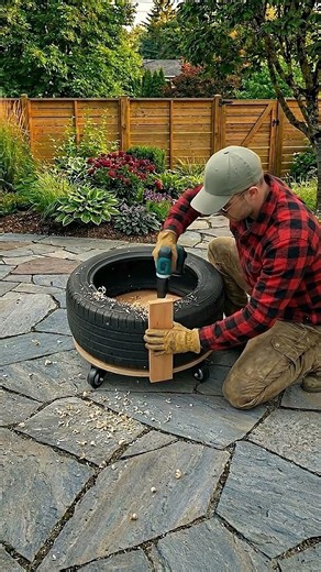 DIY Rolling Planter From a Tire 🔥🌿 #garden
